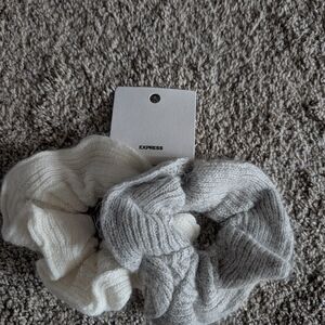Express Gray and White Scrunchies